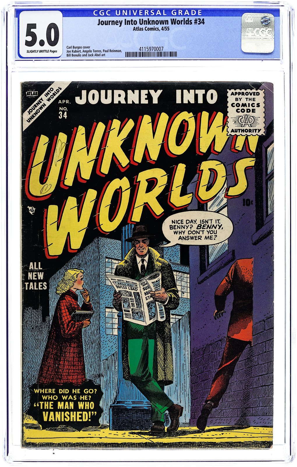 Journey into Unknown Worlds #34 CGC 5.0 1955 4115970007