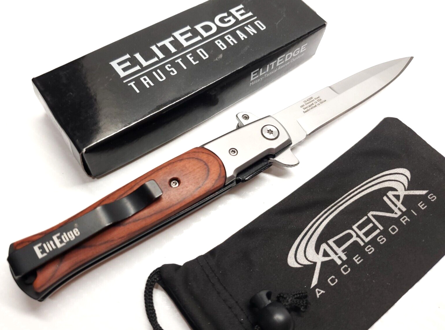 Godfather Pocket Knife Blade Wood EDC Tip Up Carry Spring Assisted