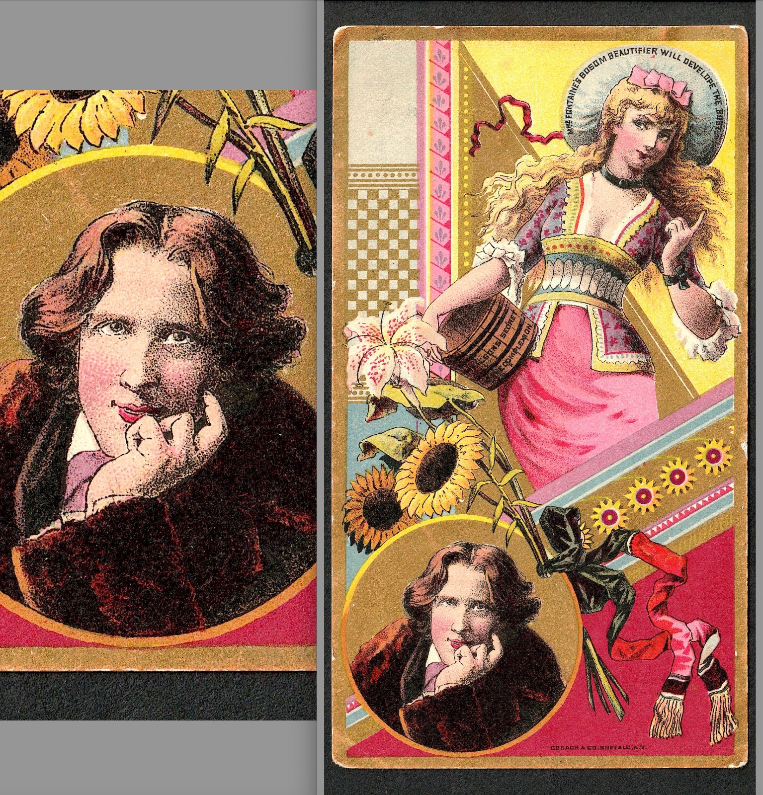 1880\'s Antique Oscar Wilde Gilbert & Sullivan Fontaine Bust Cure Trade Card j.US