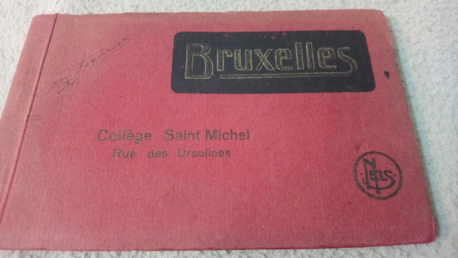 OLD NOTEBOOK OF 8 POSTCARDS / BRUSSELS / COLLEGE SAINT MICHEL / RUE DES URSULINES
