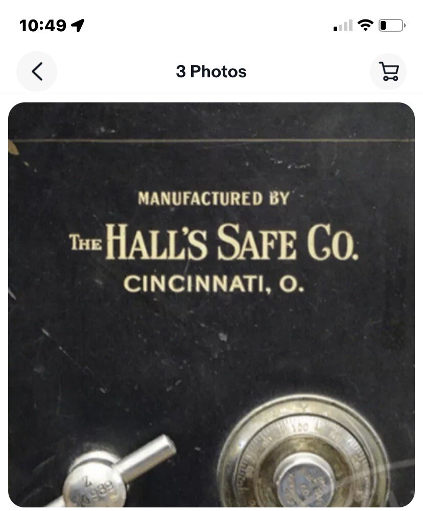 Hall's Safe & Lock Co Antique Safe Lettering, Emblem, Decal, Gold Metallic Hall's Safe & Lock Co Antique Safe Lettering, Emblem, Decal, Gold Metallic