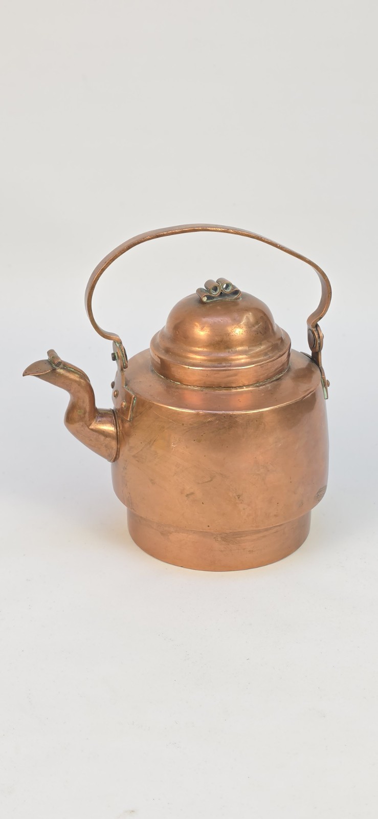 Antique Brass/Copper Pit-Bottom Tea Kettle Swivel Handle Hinged Spout Lid No... Antique Brass/Copper Pit-Bottom Tea Kettle Swivel Handle Hinged Spout Lid No...