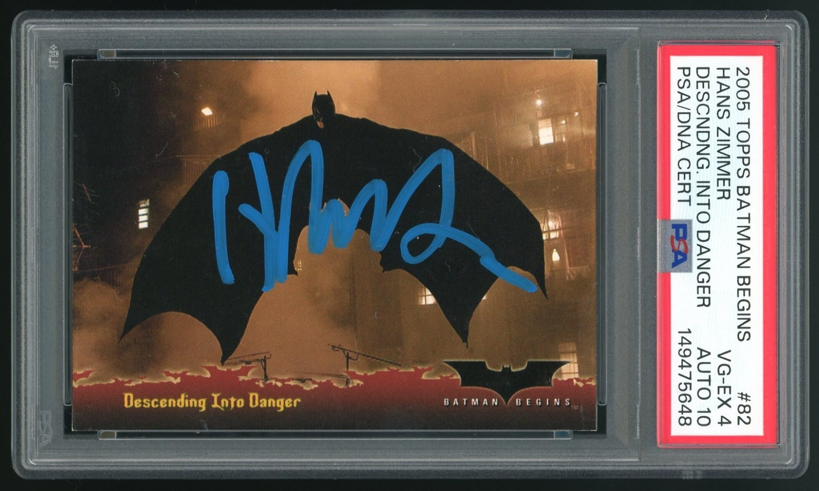 HANS ZIMMER 2005 TOPPS BATMAN BEGINS DESCENDING INTO DANGER AUTO SIGNED PSA #52