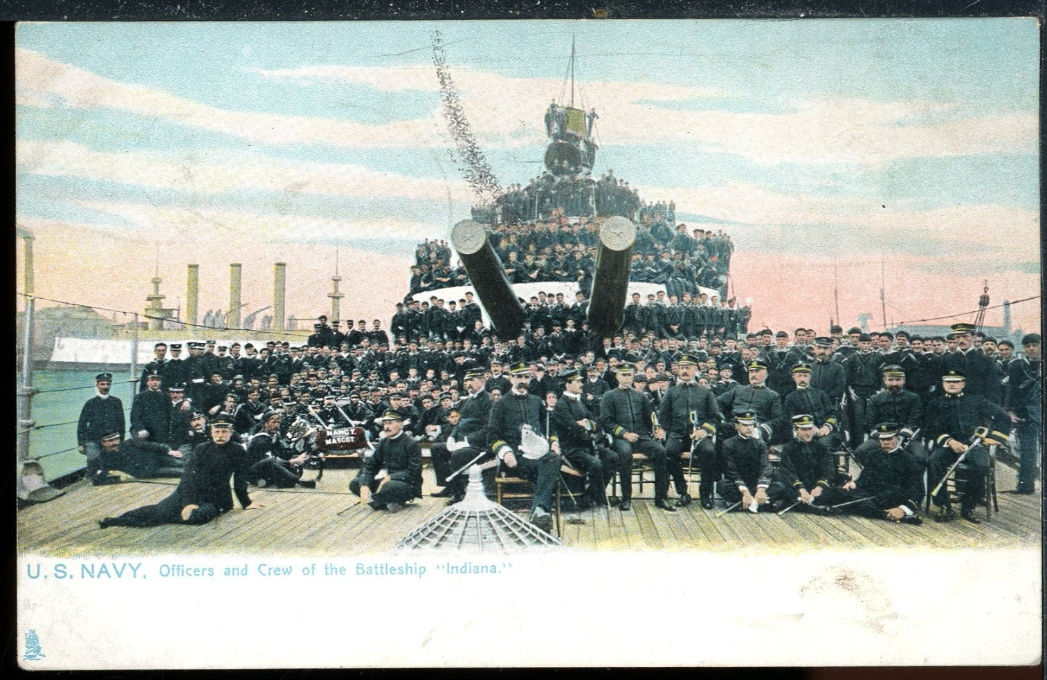 1941 Tuck's U.S. Navy Battleship Indiana Officers & Crew Vintage Postcard A2264