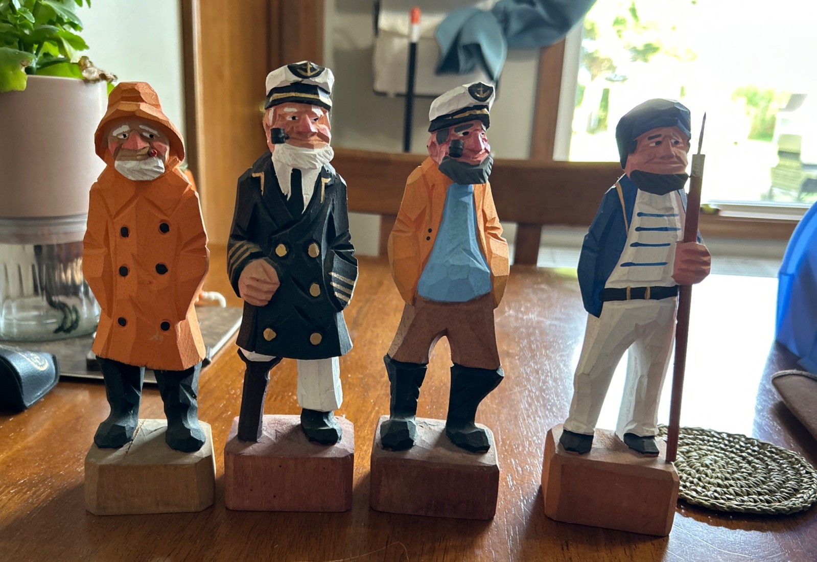 4 Vintage Hand Carved Wooden Figures - 8 4 Vintage Hand Carved Wooden Figures - 8