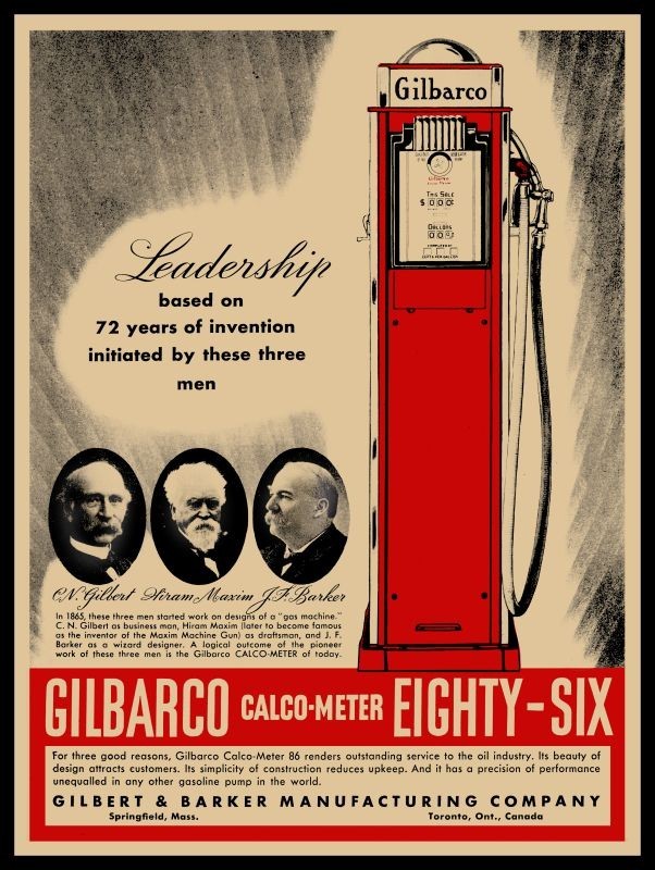 1937 GILBARCO Calco Meter 86 Gas Pump, Founder Pics New Sign: 24x30