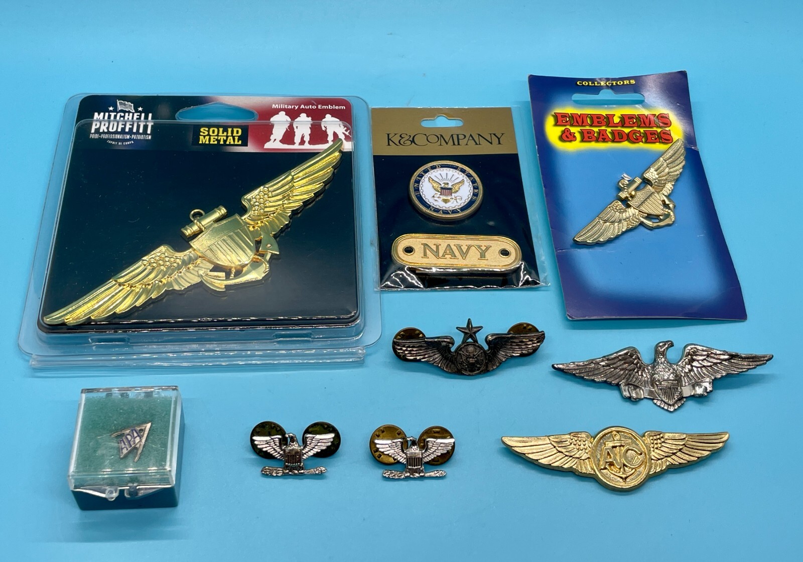 Lot of 9 Vintage Military Flight Wings Badge/Charms/Pins – Beau Sterling, Krew G