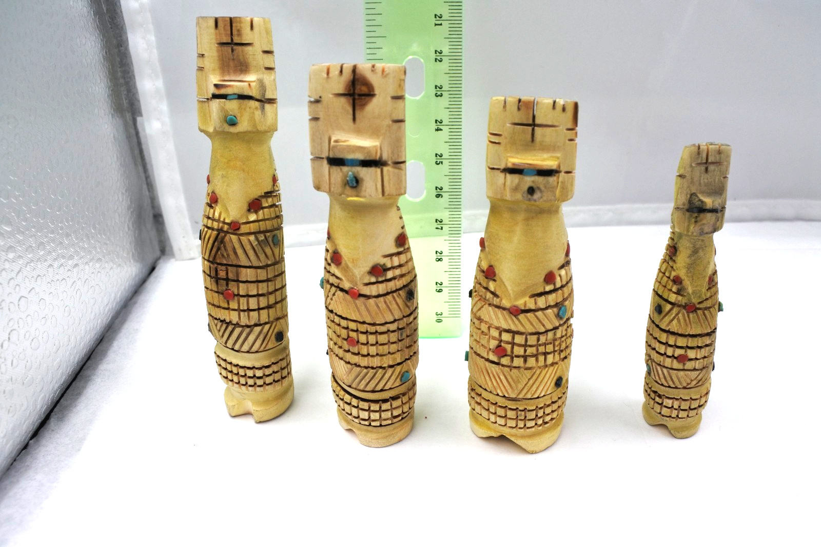 Zuni Fetish-Native American- CORN MAIDEN-Carl Etsate Set of 4 W. Cert & Photo