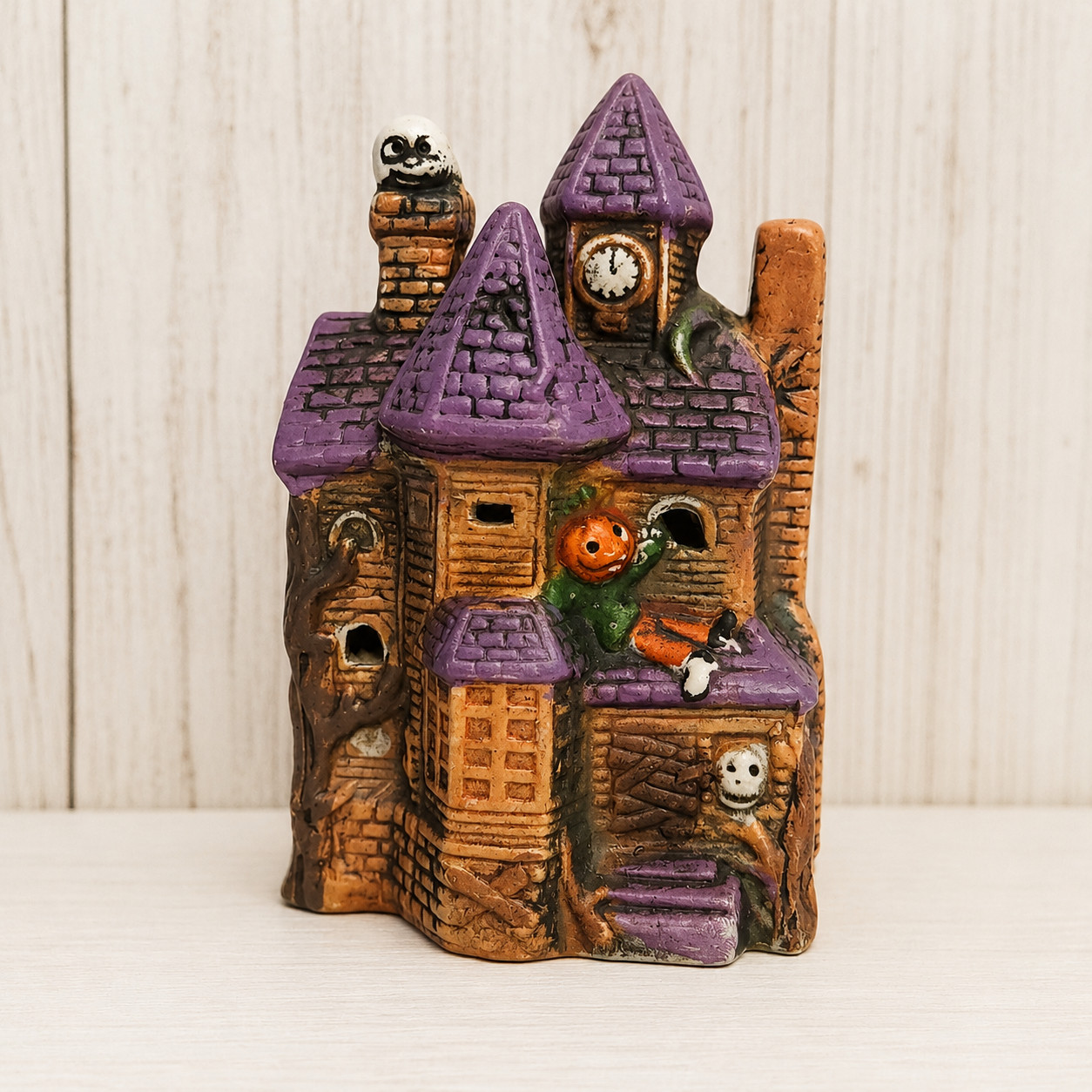 Vintage Spooky Halloween Village Lighted Porcelain 3D Jack-O-Lantern Skeletons Vintage Spooky Halloween Village Lighted Porcelain 3D Jack-O-Lantern Skeletons