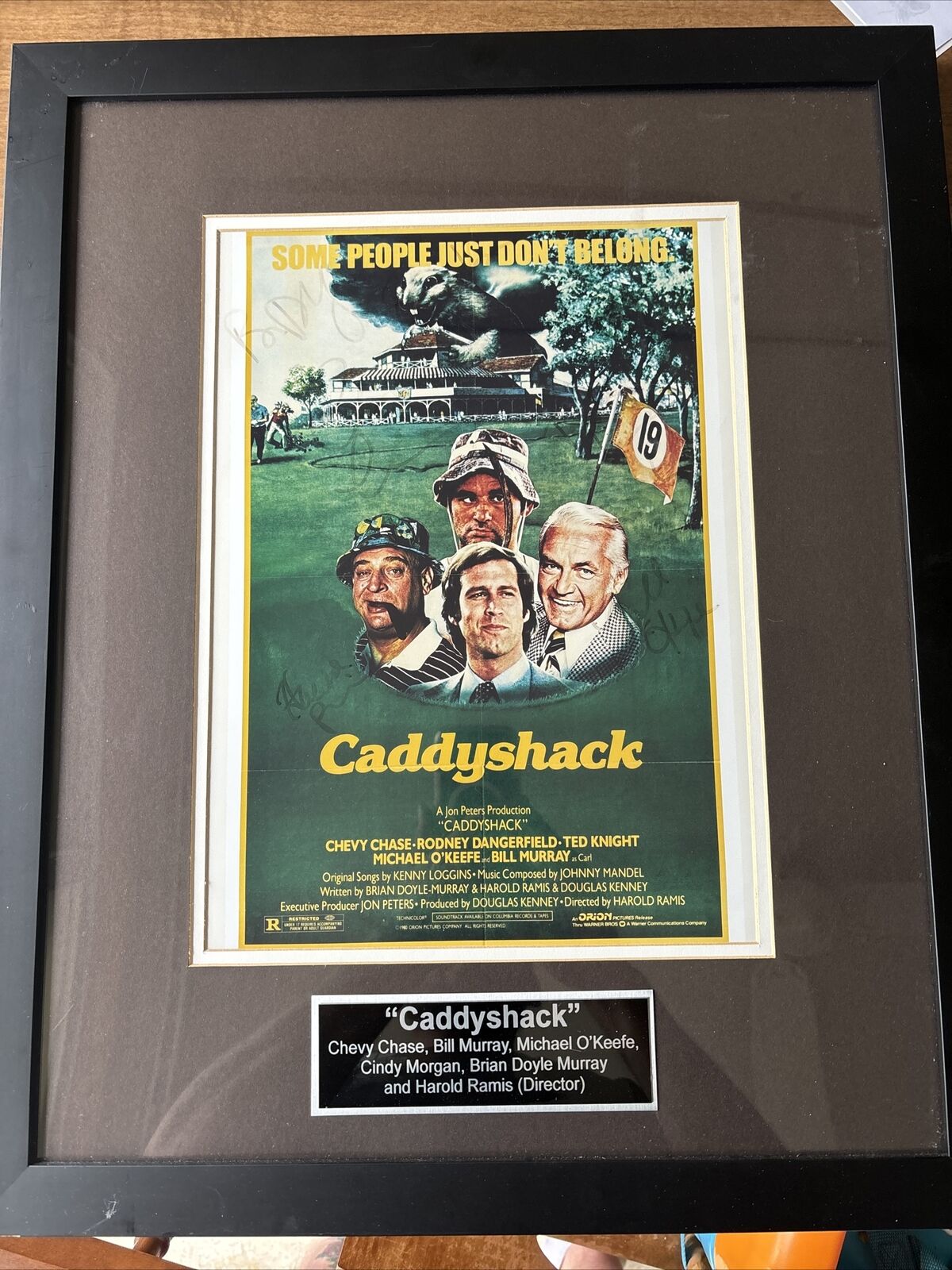 Caddyshack All 5 Cast Signed Movie Poster Custom Framed R&M Real Authenticity