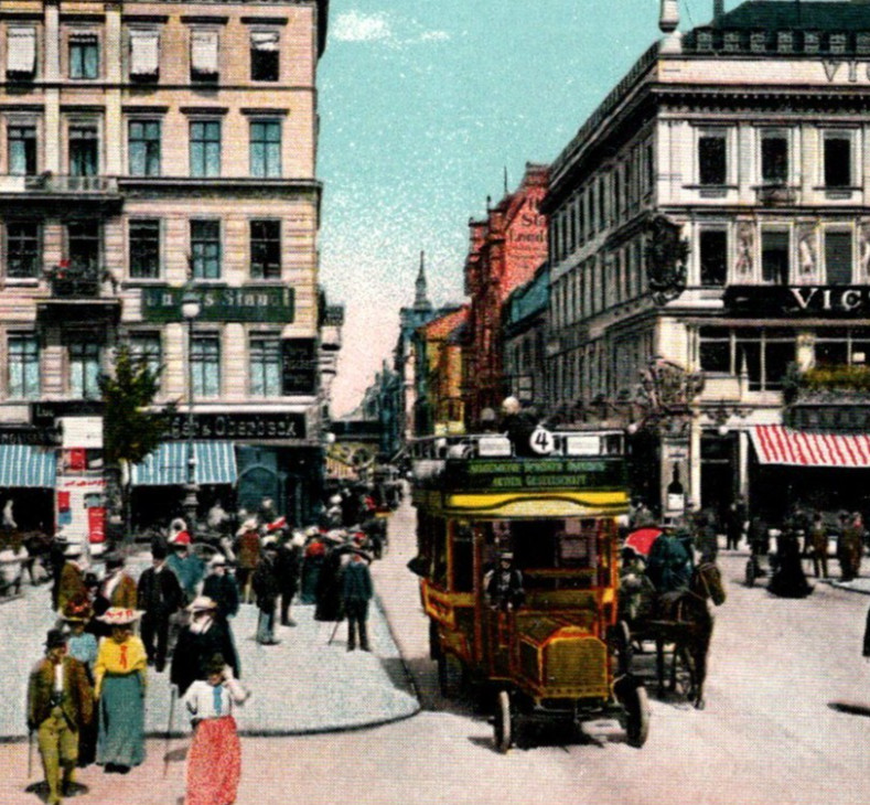 Antique RPPC Friedrichstraße & Unter den Linden Berlin Germany Hand Tint c1900s
