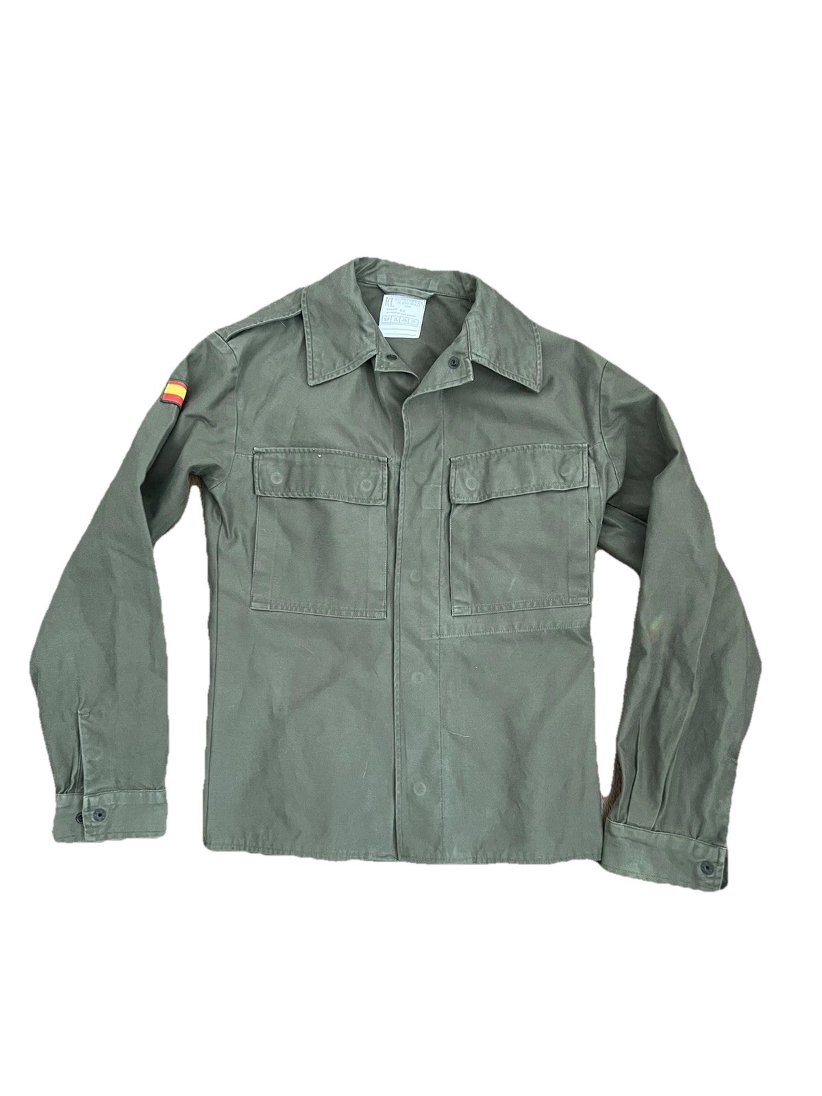 Vintage 1984 Dutch Military Field Jacket KL H.V. Puijenbroek Army Green Coat 96