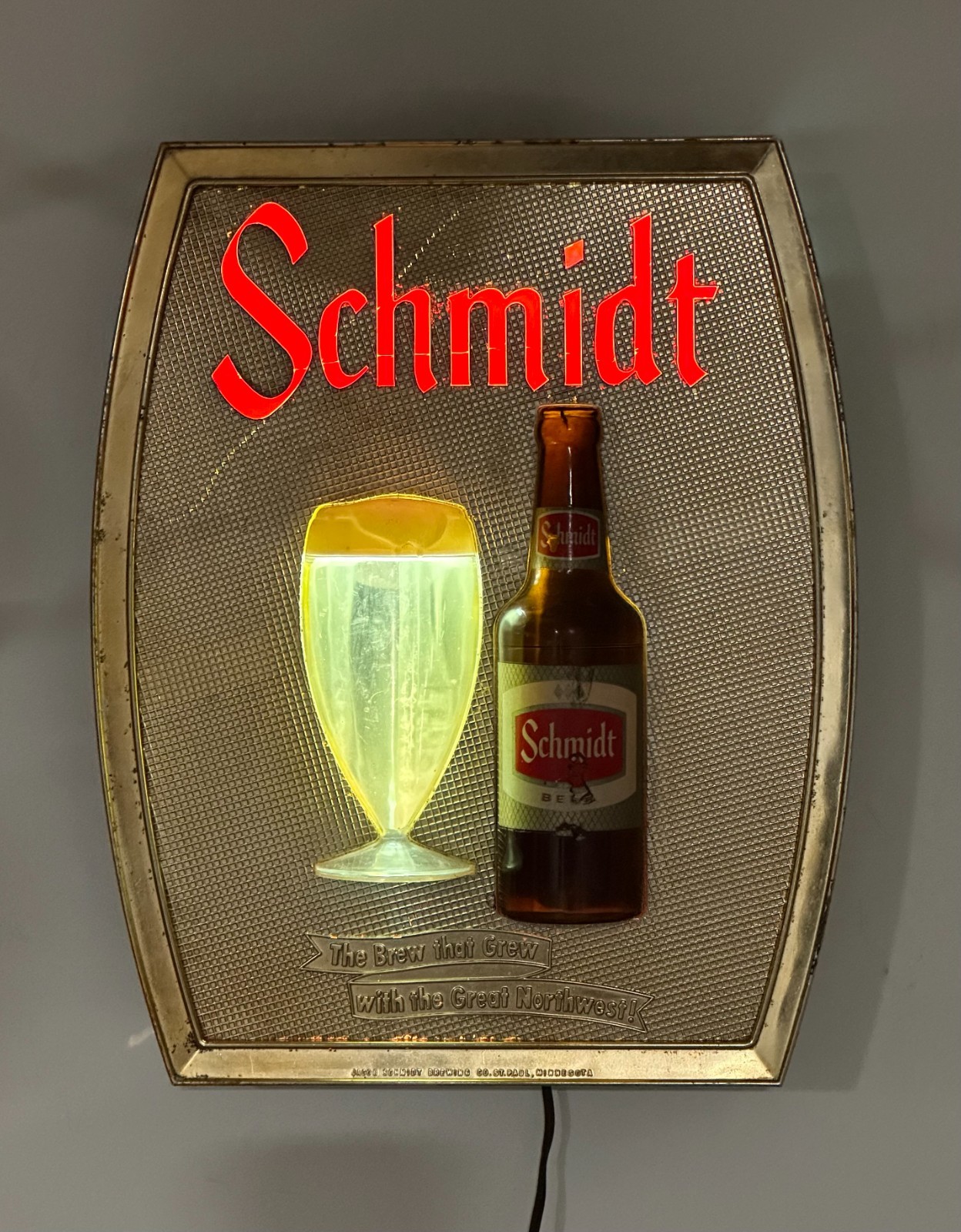 VTG 1950s Jacob Schmidt Lighted Beer Sign Bubbler Works St Paul MN