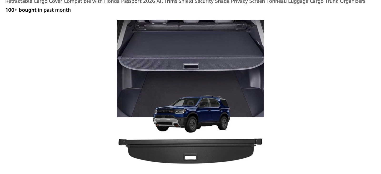 NEW Retractable Cargo Cover Compatible with Honda Passport 2026 All Trims Shield