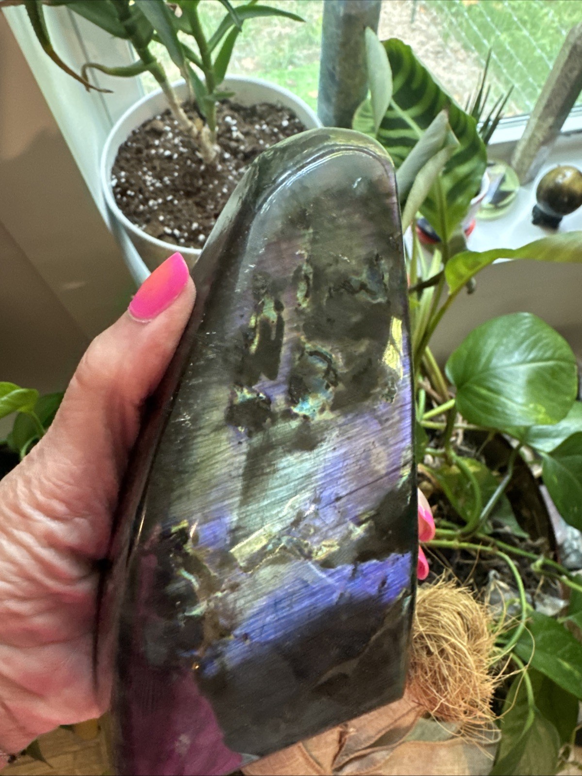 Large 2.1 Lb Labradorite Crystal Mountain 6.75” Large 2.1 Lb Labradorite Crystal Mountain 6.75”