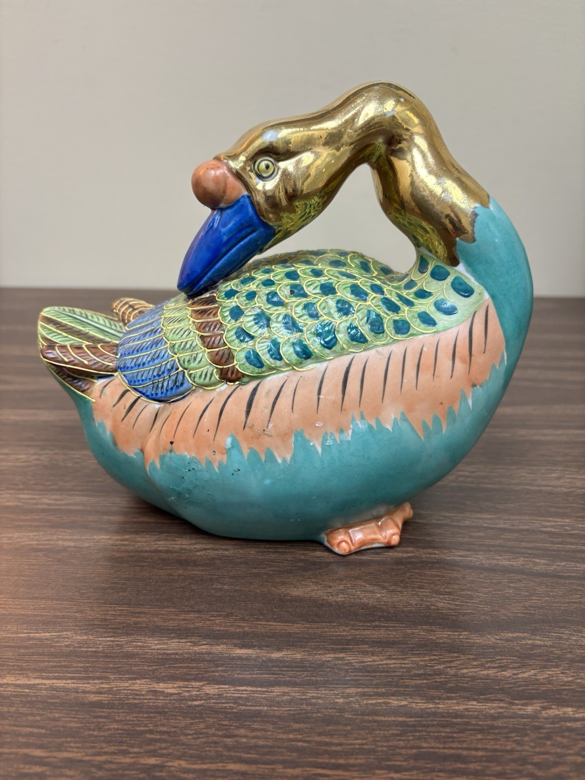 Vintage Andrea By Sadek Japanese Porcelain Clay Kutani Goose Mandarin Duck Vintage Andrea By Sadek Japanese Porcelain Clay Kutani Goose Mandarin Duck