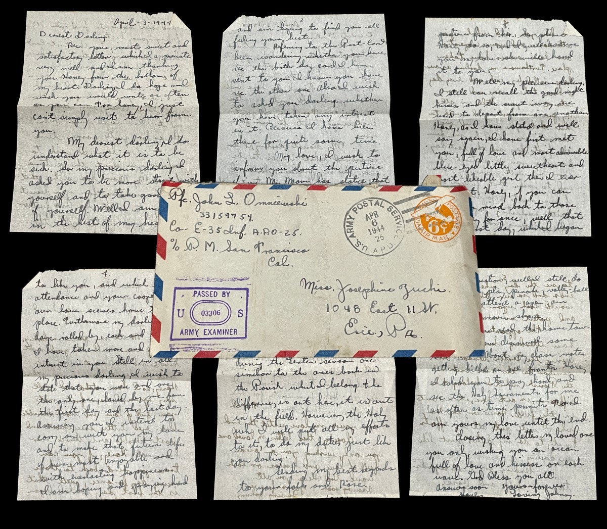 1944 WWII Soldier Letter Classmates Killed on Fronts South Pacific Army APO 25