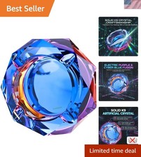 Heavy K9 Crystal Ashtray - Cool Color-Changing Glass- Fancy Tabletop Accessories picture