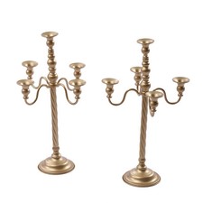 Vintage Gold 2‑Pack Candelabra Candle Holders, 5‑Arm Tall Tabletop Centerpieces picture