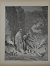 Antique Gustave Dore Dante's Inferno Punishment of the Simonists Hell Death 1880 picture