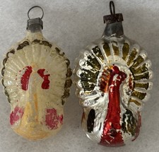 2 W German PEACOCK Ornament 2.25” Unsilvered Glass & 2.5” Silvered or Mercury picture