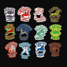 12x Lot Vtg Horoscope Set Astrology Novelty Magnet Rubber Flexible Fridge  '70s picture