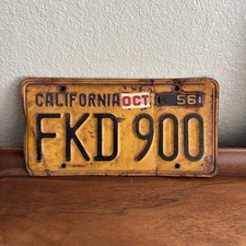 Vintage 1956 California License Plate With October Sticker picture