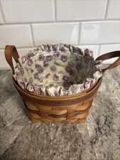 Longaberger 1992 May Series Pansy Basket Set - Original Liner -w/ Protector EUC picture