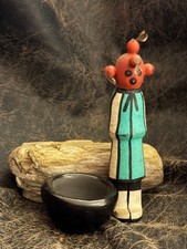 SANTA CLARA-ANN TALIMAN-MINIATURE POT-NATIVE AMERICAN MIDCENTURY-MUDHEAD-KACHINA picture