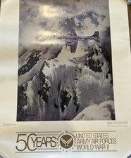 RARE OVER THE HUMP AIR FORCE ART WORLD WAR 2 50TH ANNIVERSARY POSTER 22” X 28” picture