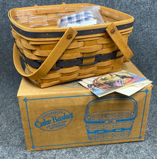 Longaberger 1992 JW Collection Cake Basket w/Riser, Liner, Protector, & Box New picture