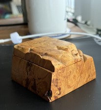 1983 MICHAEL ELKAN Live Edge Wood Trinket Box. Signed & Dated. picture
