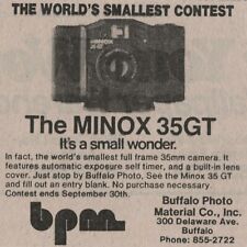 Vtg 1982 Buffalo Photo Material Co Newspaper Clipping Ad Minox 35 GT Film Camera picture