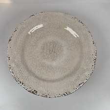(10) Pier 1 Cream Brown Carmelo Melamine 11” Dinner Plates Crackle Finish picture