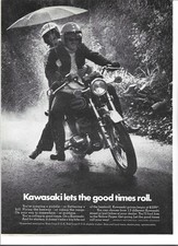 Original 1973 Kawasaki Motorcycle vintage print ad picture