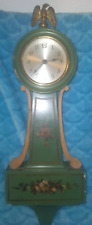 ANTIQUE SETH THOMAS BANJO CLOCK WALL WORKS GREEN FLOWERS EAGLE FINIAL SEE VIDEO picture