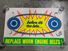 ​Vintage NOS 1960s Chevrolet Dealership Service Belts Poster Ultra Glo Robot ET picture