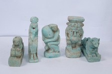 5 PHARAONIC ANCIENT EGYPTIAN ANTIQUE Isis, Queen, Abes, Sekment Statues (GH) picture