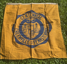 Rare 1938 Greenville Pennsylvania Centennial Banner Flag Dettra 100 yrs 33 x 35