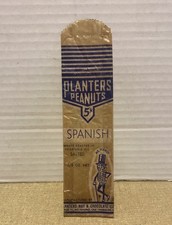 Vintage 1940's Planters Peanut Mr Peanut Cellophane Spanish Peanuts 5 Cent Bag picture