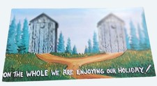 Vintage Canadian Postcard Outhouses Tobins General Store Mark 1964 Postmark picture
