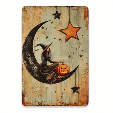 Witch on the Moon Vintage Tin Metal Signs Home Décor Perfect for Halloween 8x12 picture