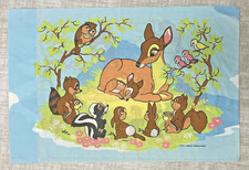 Vintage Disney Bambi Twin Sheet Set Fitted Sheet Flat Sheet & 1 Pillowcase READ picture