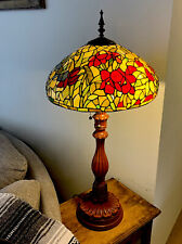 Vintage 48 Years Floral Colorful Tiffany Lamp 39” With 3 Light Bulbs Rare Piece picture