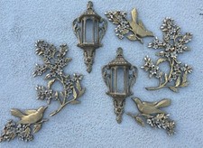 MCM Syroco Wall Decor 7 Piece Vintage Gold Birds Floral Lantern Dart Industries picture