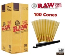 Authentic RAW Classic 1 1/4 Size Pre-Rolled Cones 100 Pack 🌟 Cone Tube picture