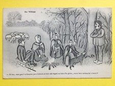 Old postcard FRANCE illustration drawing humor Patois au VILLAGE to Madame Emilie UHRIG picture