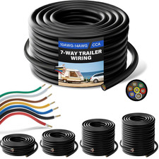 50 FT 10-14 AWG 7 Way Trailer Wiring Harness Heavy Duty 7 Wire Trailer Cable CCA picture