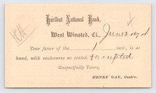 1874 Hurlbut National Bank Postal Card West Winsted CT to Newark NJ Fancy Cancel picture