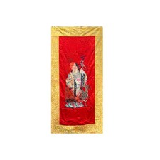 Vintage Chinese Shoulao Longevity Peach Deer Embroidery Fabric Tapestry GB795 picture